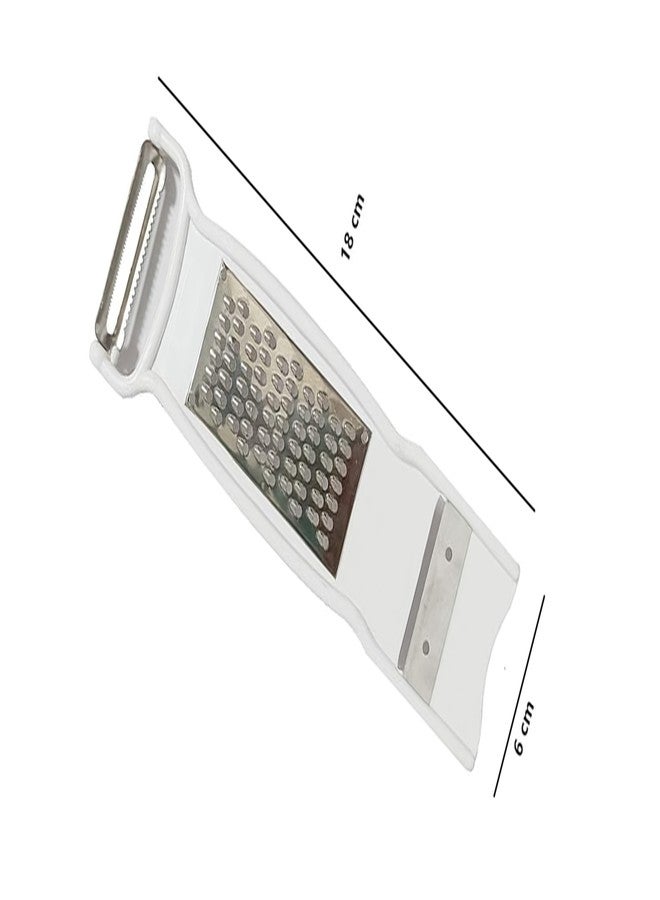 Ervio 3-in-1 Vegetable Peeler, Grater & Slicer Tool | Stainless Steel Potato Chips Slicer, Carrot & Onion Peeler, Multi Purpose Kitchen Grater for Veggies - Image 4